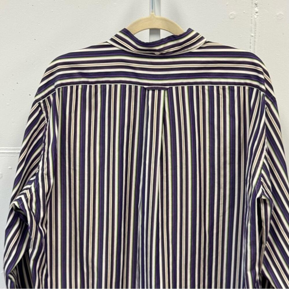 Façonnable Classic Striped Button Down Shirt Purple White XL - Picture 4 of 12